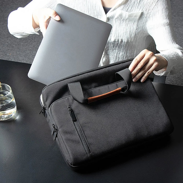 MA532 13-14 Inch Laptop Storage Handbag Tote Polyester+Fleece Shoulder Bag Crossbody Bag for Office School - 5