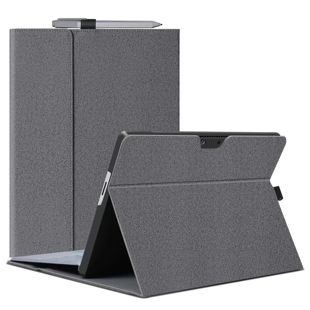 For Microsoft Surface Pro 9 Microfiber Leather Tablet Case Flip Stand Protective Cover with Pen Holder - 1