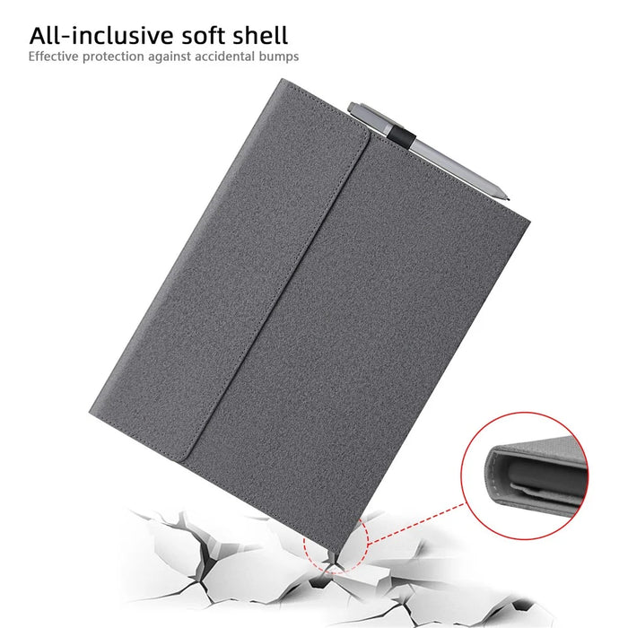 For Microsoft Surface Pro 9 Microfiber Leather Tablet Case Flip Stand Protective Cover with Pen Holder - 5