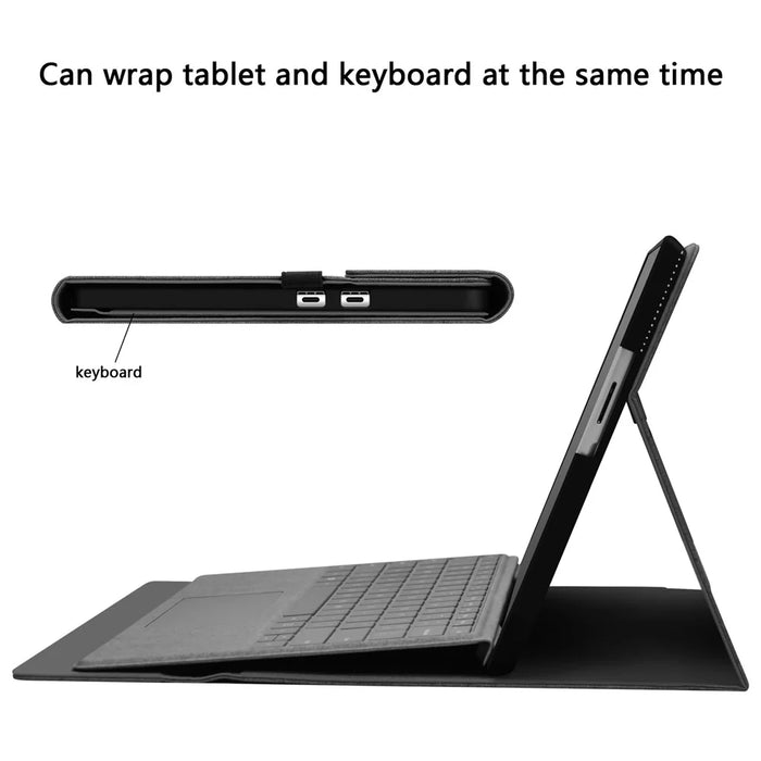 For Microsoft Surface Pro 9 Microfiber Leather Tablet Case Flip Stand Protective Cover with Pen Holder - 6
