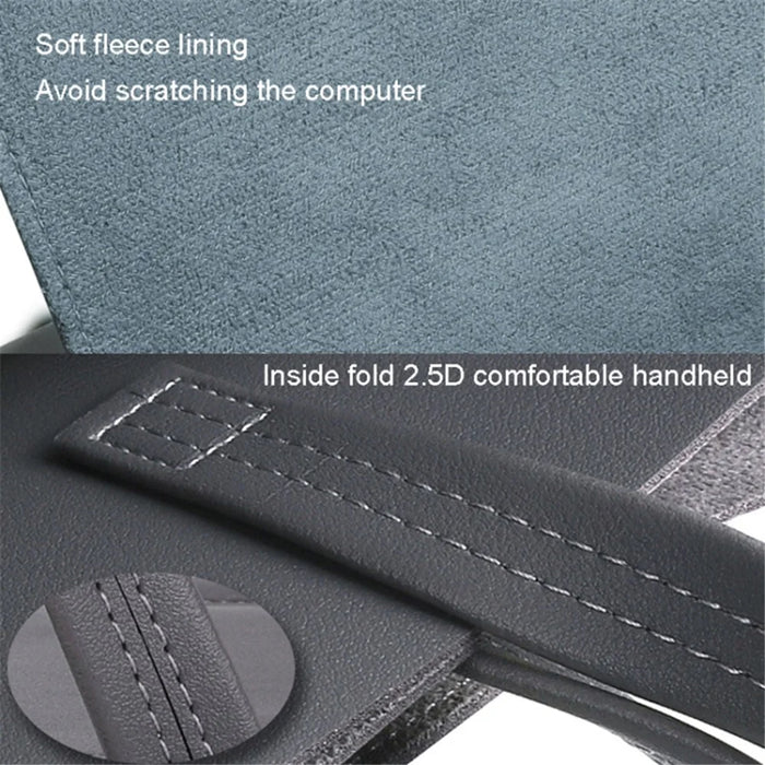 13.3 / 14 inch Laptop Sleeve PU Leather Handbag Sleeve Notebook Computer Bag Storage Water-Repellent Pouch - Grey - 4