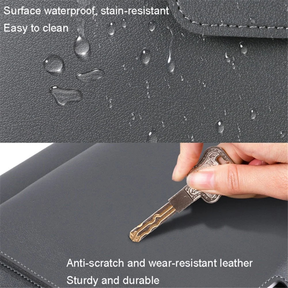 15.4 / 16 inch Laptop Bag Handbag Splash-Repellent PU Leather Surface Protection Sleeve Notebook Computer Pouch - Grey - 5