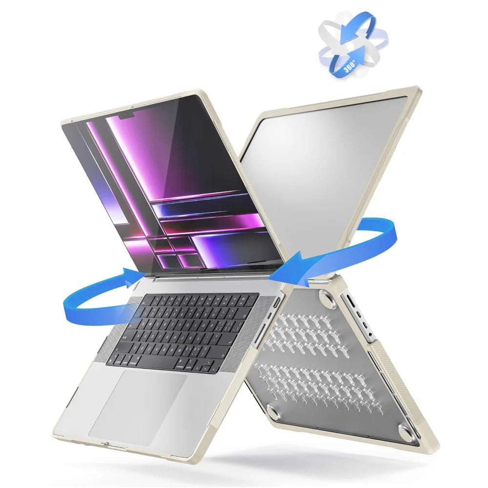 For MacBook Pro 16 inch (2026) A3429 A3428 / (2025) A3186 A3403 / (2024) A2991 / (2023) A2780 / (2021) A2485 PC+TPU Laptop Cover Anti-Drop Shockproof Case - Khaki - 3