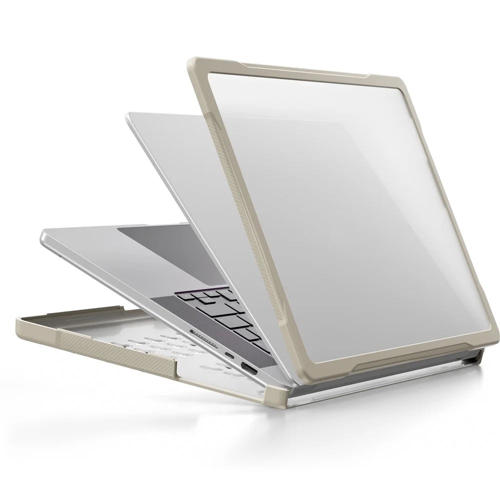 For MacBook Pro 16 inch (2026) A3429 A3428 / (2025) A3186 A3403 / (2024) A2991 / (2023) A2780 / (2021) A2485 PC+TPU Laptop Cover Anti-Drop Shockproof Case - Khaki - 4