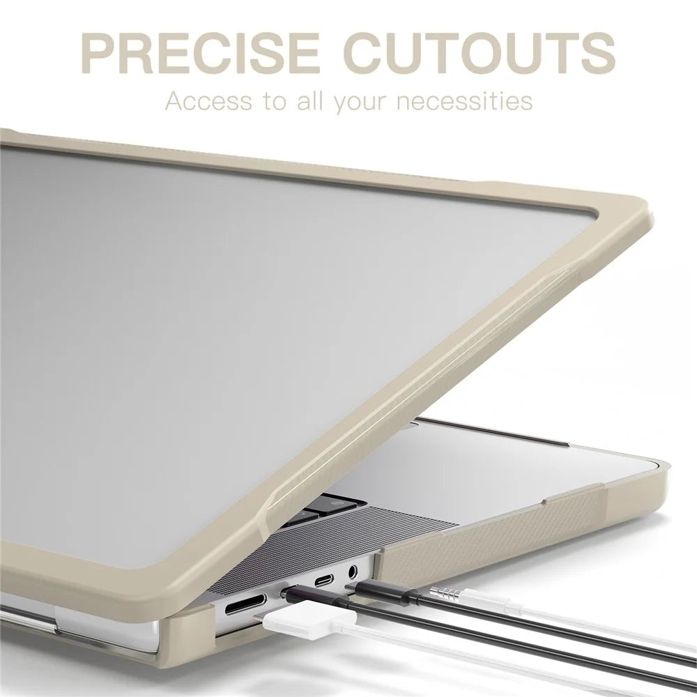 For MacBook Pro 16 inch (2026) A3429 A3428 / (2025) A3186 A3403 / (2024) A2991 / (2023) A2780 / (2021) A2485 PC+TPU Laptop Cover Anti-Drop Shockproof Case - Khaki - 5