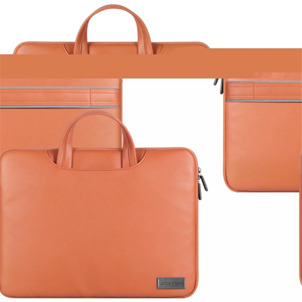 15 inch Tablet Sleeve Handbag Shoulder Bag PU Leather Waterproof Computer Cover with Accessories Bag - Brown - 2