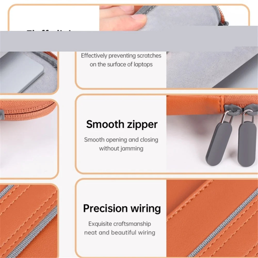 15 inch Tablet Sleeve Handbag Shoulder Bag PU Leather Waterproof Computer Cover with Accessories Bag - Brown - 5