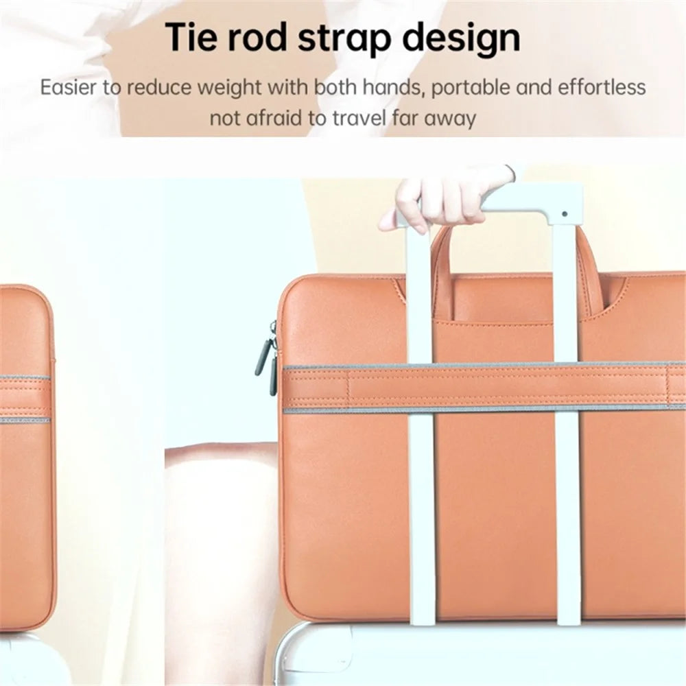 15 inch Tablet Sleeve Handbag Shoulder Bag PU Leather Waterproof Computer Cover with Accessories Bag - Brown - 7