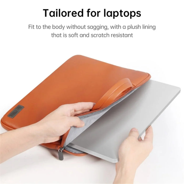 13 inch Protective Laptop Carrying Case Shoulder Bag Waterproof PU Leather Computer Cover Sleeve with Accessories Bag - Brown - 4