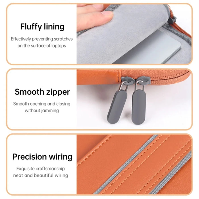 13 inch Protective Laptop Carrying Case Shoulder Bag Waterproof PU Leather Computer Cover Sleeve with Accessories Bag - Brown - 5