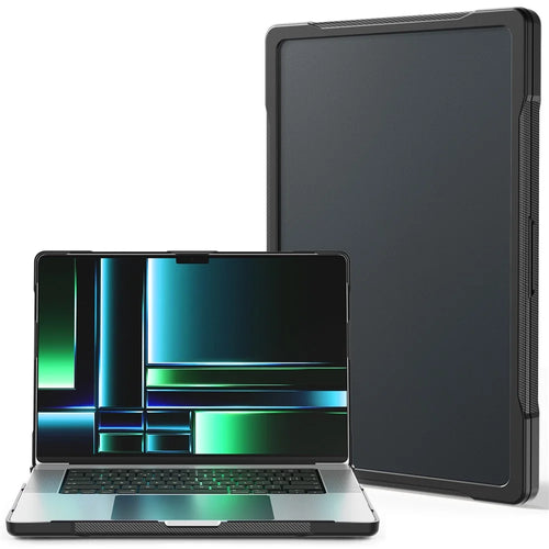 For MacBook Pro 14 inch (2026) A3427 A3426 / (2025) A3434 A3112 A3185 A3401 / (2024) A2918 A2992 / (2023) A2779 / (2022) / (2021) A2442 Case PC+TPU Anti-Cracking Protective Cover - Transparent Black - 1