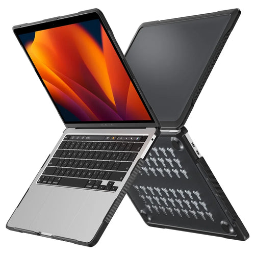Sailor Series Laptop Case for MacBook Pro 13 inch (2016) A1706 A1708 / (2018) A1989 / (2019) A2159 / (2020) A2251 A2338 (M1 / M2) PC+TPU Shockproof Cover - Transparent Black - 1