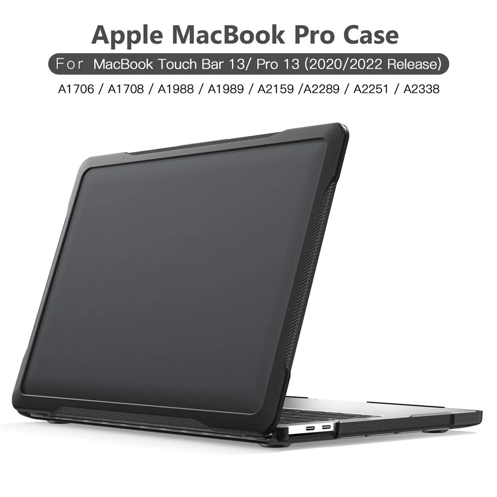 Sailor Series Laptop Case for MacBook Pro 13 inch (2016) A1706 A1708 / (2018) A1989 / (2019) A2159 / (2020) A2251 A2338 (M1 / M2) PC+TPU Shockproof Cover - Transparent Black - 2