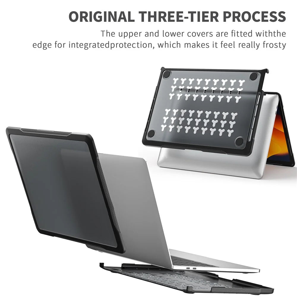 Sailor Series Laptop Case for MacBook Pro 13 inch (2016) A1706 A1708 / (2018) A1989 / (2019) A2159 / (2020) A2251 A2338 (M1 / M2) PC+TPU Shockproof Cover - Transparent Black - 4