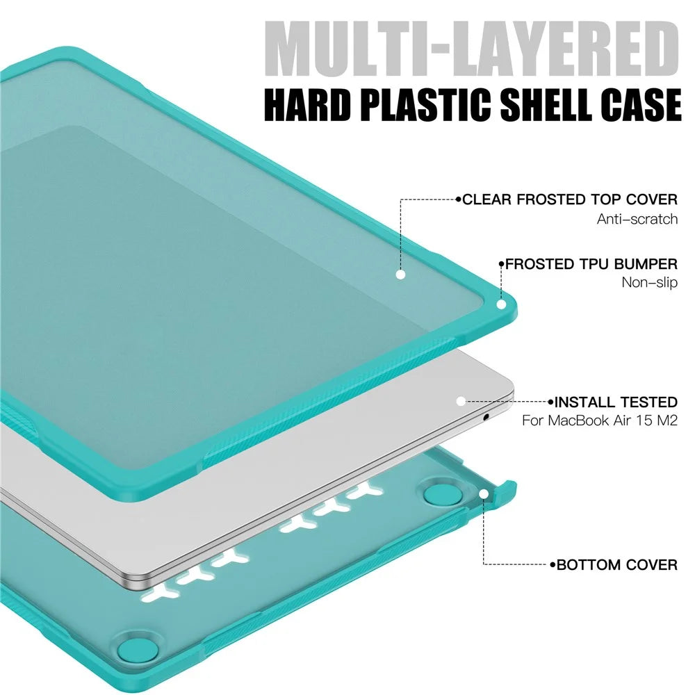 For Macbook Air 15 inch (2026) A3448 / (2025) A3241 / (2024) A311 / (2023) A2941 Sailor Series Laptop Case PC+TPU Anti-Scratch Notebook Cover - Baby Blue - 4