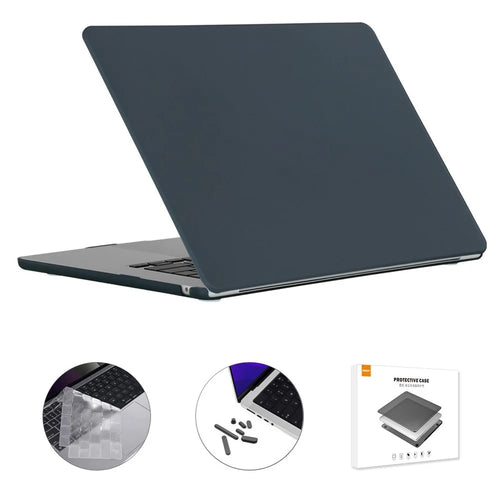 ENKAY HAT PRINCE Case for Macbook Air 15 inch (2025) / (2024) A3114 / (2023) A2941 (US Version) Matte Laptop Cover with TPU Keyboard Film +Plugs - Black - 1