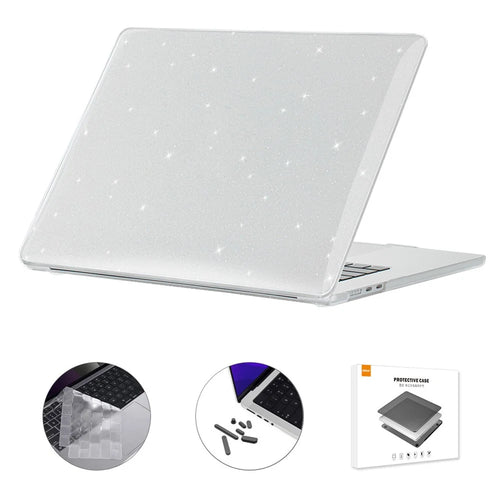 ENKAY HAT PRINCE For Macbook Air 15 inch (2025) / (2024) / (2023) A2941 (EU Version) Glitter PC Laptop Case with TPU Film + Plugs - Transparent - 1