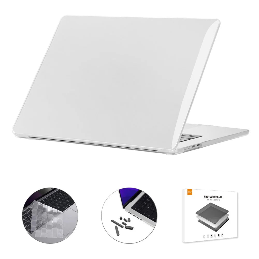 ENKAY HAT PRINCE For Macbook Air 15 inch (2025) / 2024) A3114 (2023) A2941 (US Version) Laptop Hard PC Case with TPU Film + Plugs - Transparent - 1