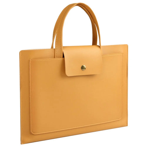 0814 13 / 14 inch Waterproof PU Leather Laptop Handbag Ultra Thin Notebook Carrying Bag - Yellow - 1