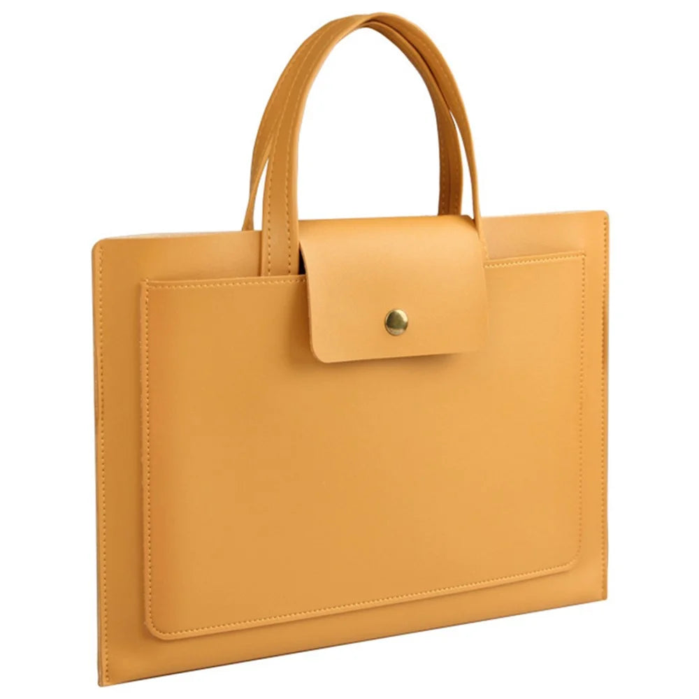 0814 15 / 16 inch Ultra Thin Notebook Carrying Bag Anti-scratch PU Leather Laptop Handbag - Yellow - 1