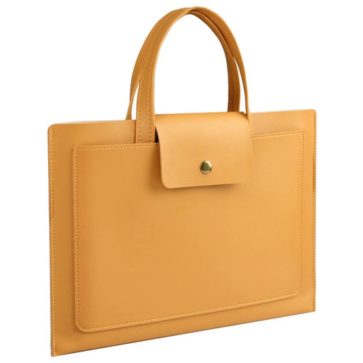0814 15 / 16 inch Ultra Thin Notebook Carrying Bag Anti-scratch PU Leather Laptop Handbag - Yellow - 1