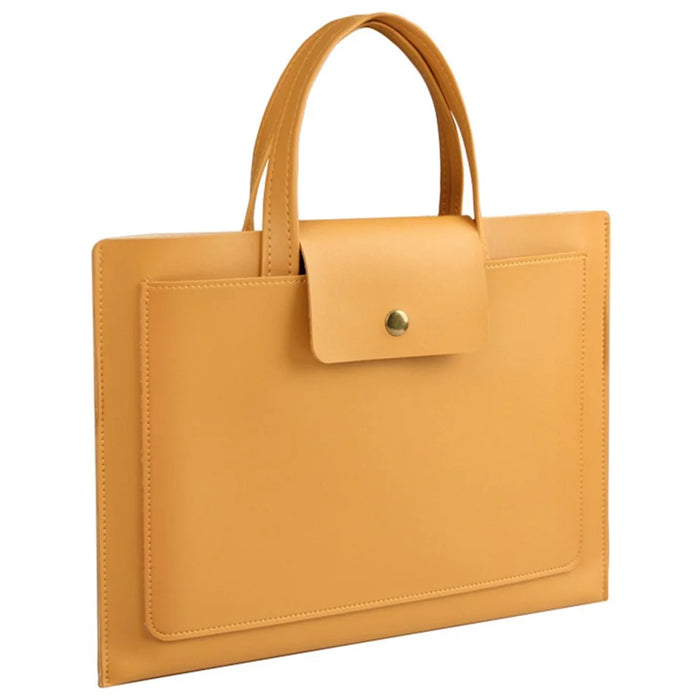 0814 15 / 16 inch Ultra Thin Notebook Carrying Bag Anti-scratch PU Leather Laptop Handbag - Yellow - 1