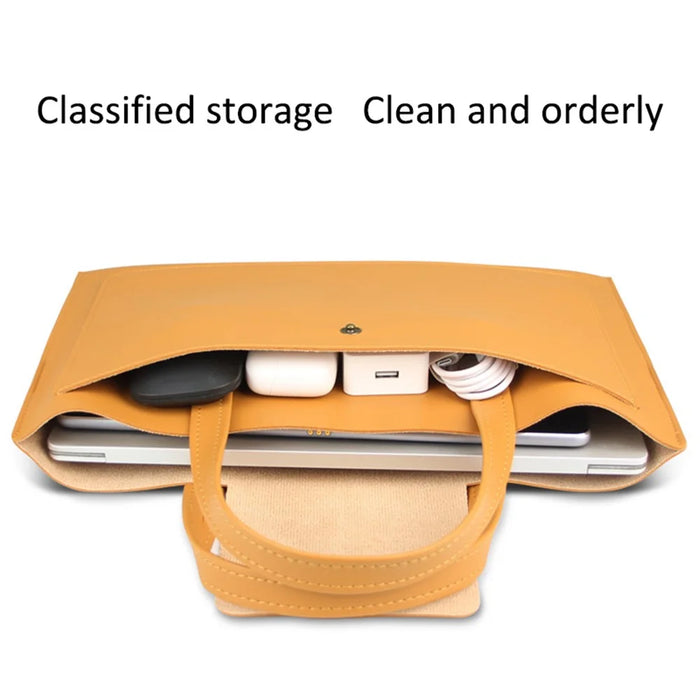 0814 15 / 16 inch Ultra Thin Notebook Carrying Bag Anti-scratch PU Leather Laptop Handbag - Yellow - 2