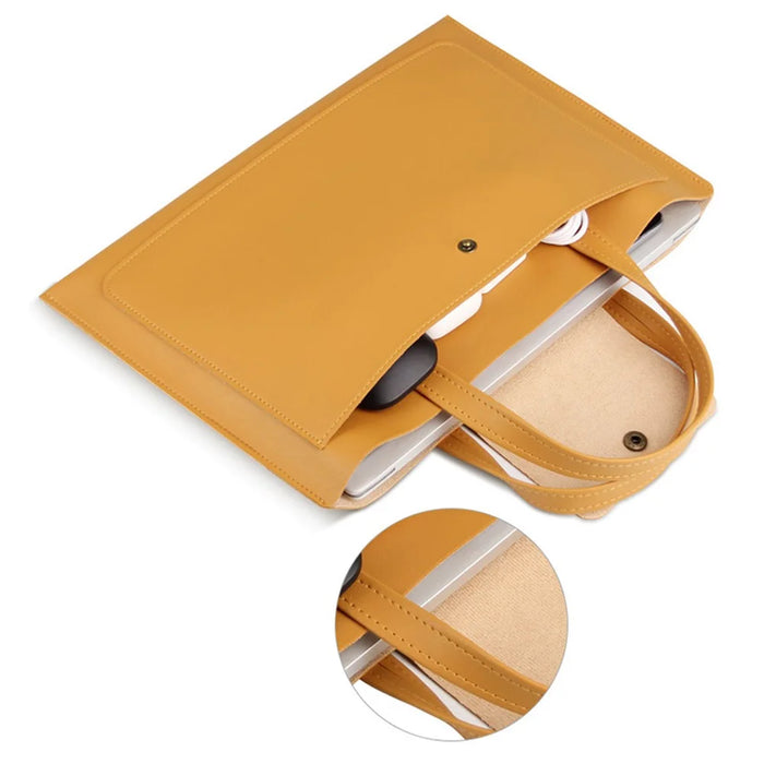0814 15 / 16 inch Ultra Thin Notebook Carrying Bag Anti-scratch PU Leather Laptop Handbag - Yellow - 3