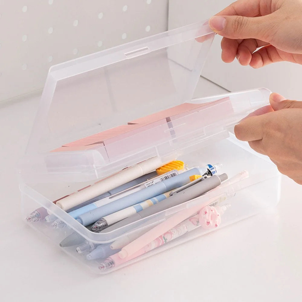 ZANYANG 1249 Transparent Double Layer Large Pencil Case PP Stationery Organizer Box School Supply - 4