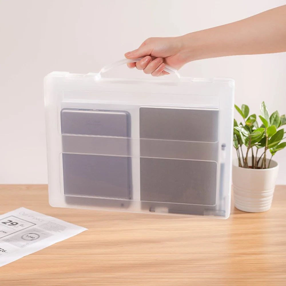ZANYANG 1149 Transparent A4 File Box Portable Paper Document Case Organizer with Handle - 3