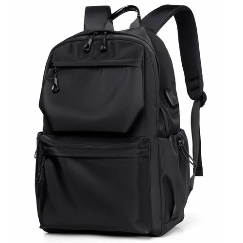 1828 Student Bookbag Men's Polyester Travel Shoulders Bag Backpack 14-Inch Laptop Bag Daypack - Black - 1
