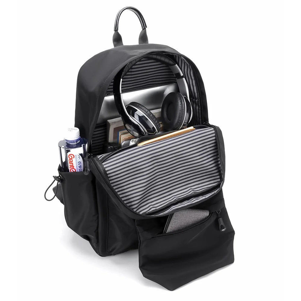 1828 Student Bookbag Men's Polyester Travel Shoulders Bag Backpack 14-Inch Laptop Bag Daypack - Black - 3