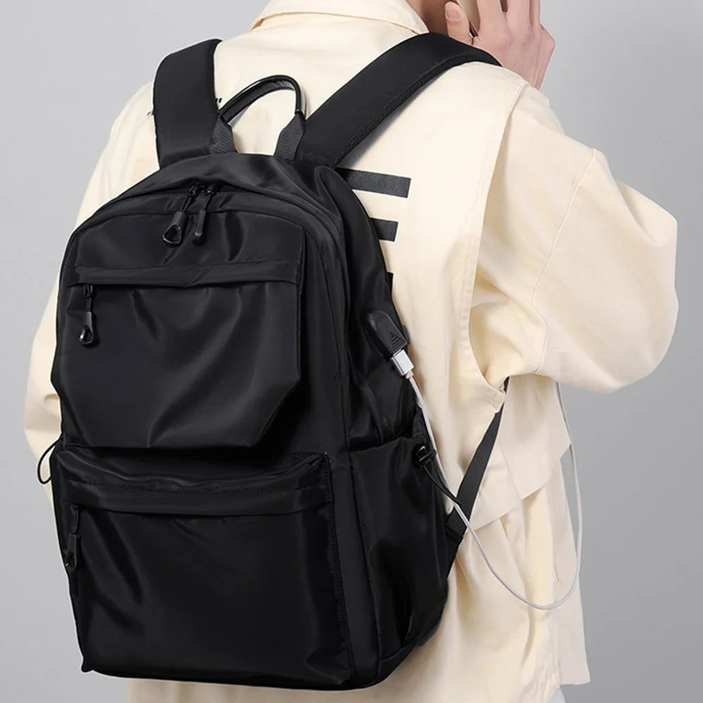 1828 Student Bookbag Men's Polyester Travel Shoulders Bag Backpack 14-Inch Laptop Bag Daypack - Black - 7