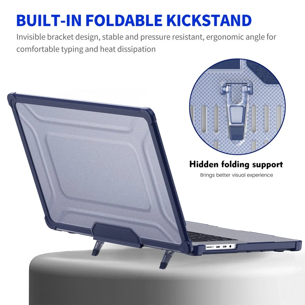 ENKAY HAT PRINCE Hard PC Case for MacBook Pro 14 inch (2026) A3427 A3426 / (2025) A3434 A3112 A3185 A3401 / (2024) A2918 A2992 / (2023) A2779 / (2022) / (2021) A2442 (EU) Laptop Cover with Kickstand - Dark Blue - 3
