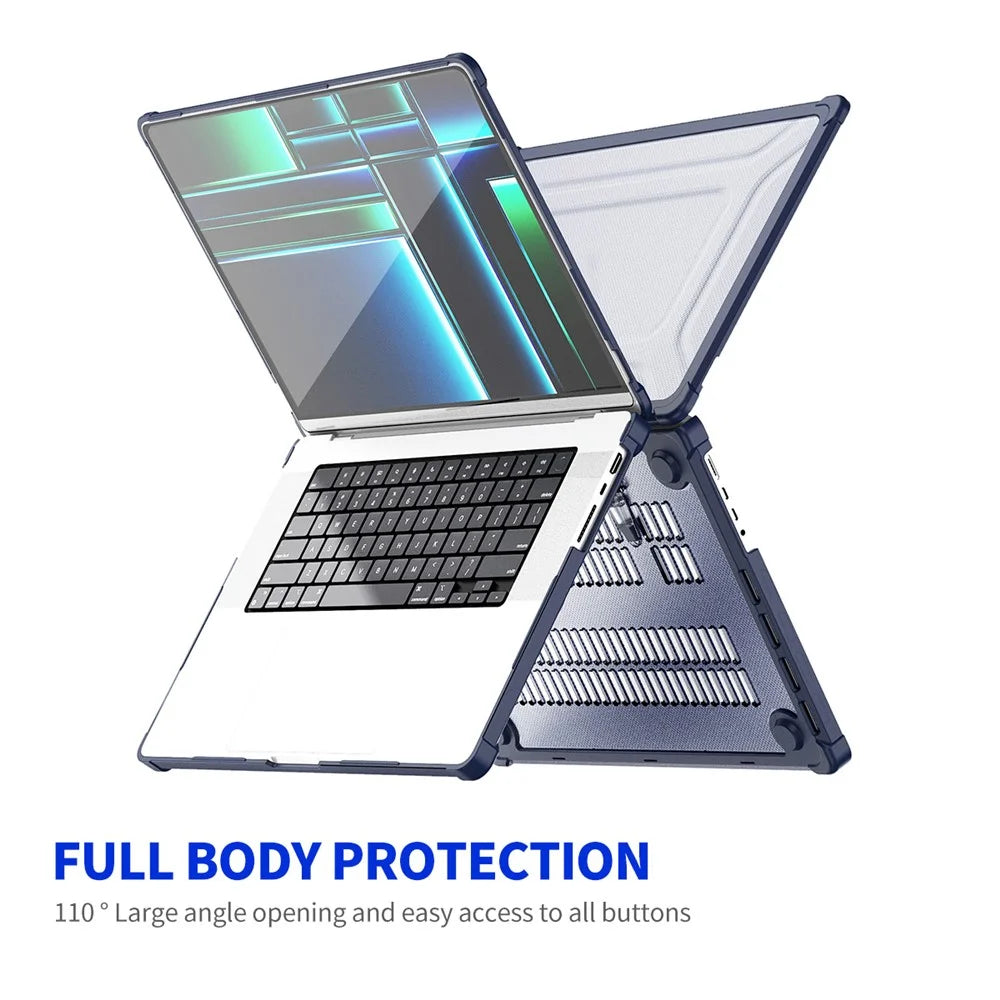 ENKAY HAT PRINCE Shockproof Case for MacBook Pro 14 inch (2026) A3427 A3426 / (2025) A3434 A3112 A3185 A3401 / (2024) A2918 A2992 / (2023) A2779 / (2022) / (2021) A2442 (US) Hard PC Kickstand Laptop Cover - Dark Blue - 2