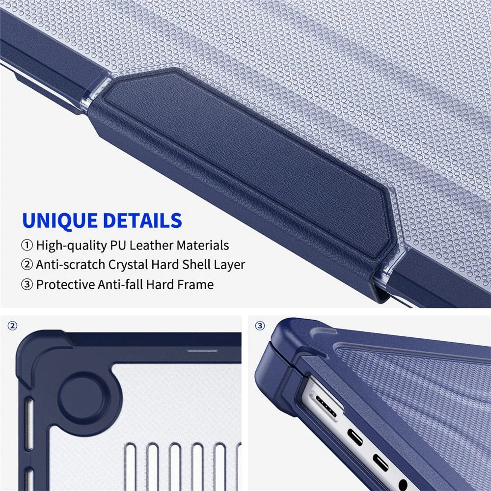 ENKAY HAT PRINCE Shockproof Case for MacBook Pro 14 inch (2026) A3427 A3426 / (2025) A3434 A3112 A3185 A3401 / (2024) A2918 A2992 / (2023) A2779 / (2022) / (2021) A2442 (US) Hard PC Kickstand Laptop Cover - Dark Blue - 4