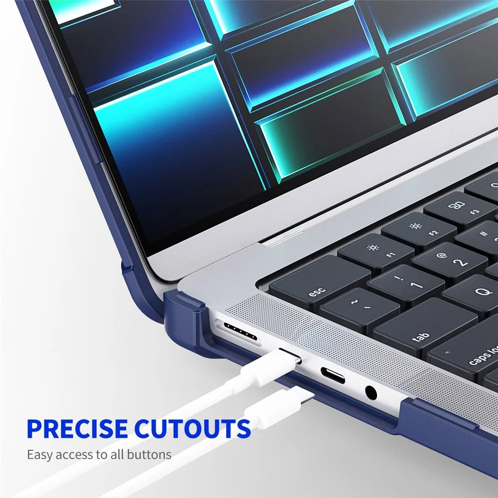 ENKAY HAT PRINCE Shockproof Case for MacBook Pro 14 inch (2026) A3427 A3426 / (2025) A3434 A3112 A3185 A3401 / (2024) A2918 A2992 / (2023) A2779 / (2022) / (2021) A2442 (US) Hard PC Kickstand Laptop Cover - Dark Blue - 5