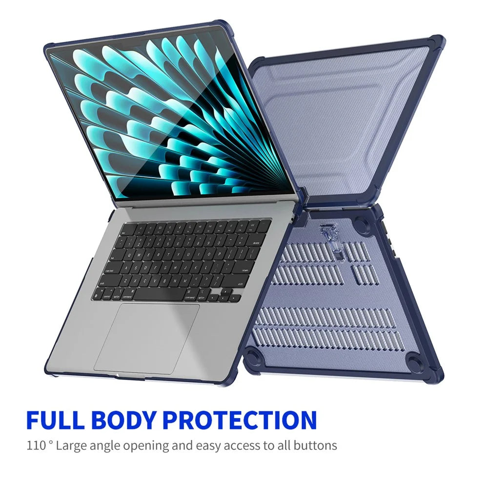 ENKAY HAT PRINCE Protective Hard PC Case for Macbook Air 15 inch (2023) A2941 (US Version) Slim Laptop Kickstand Cover - Dark Blue - 2