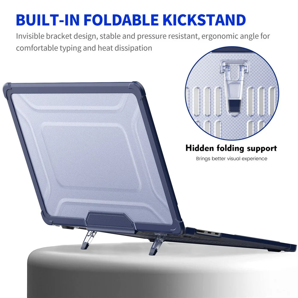 ENKAY HAT PRINCE Slim Hard PC Case for Macbook Air 15 inch (2025) / (2024) / (2023) A2941 (EU Version) Laptop Cover with Kickstand - Dark Blue - 3