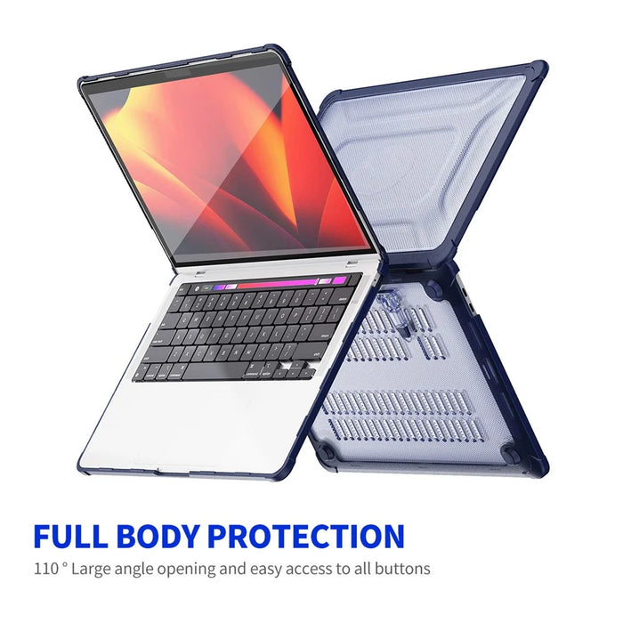 ENKAY HAT PRINCE For MacBook Air 13 inch (2020) A2179 / A2337 (US Version) Kickstand Hard PC Cover Anti-Drop Laptop Slim Case - Dark Blue - 2