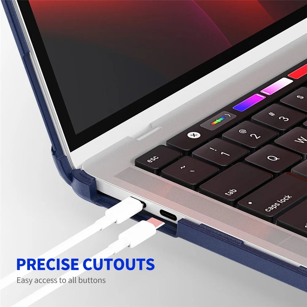ENKAY HAT PRINCE For MacBook Pro 13 inch (2020) A2251 / A2289 / A2338 (US Version) Anti-Drop Slim Case Kickstand Laptop Hard PC Cover - Dark Blue - 5