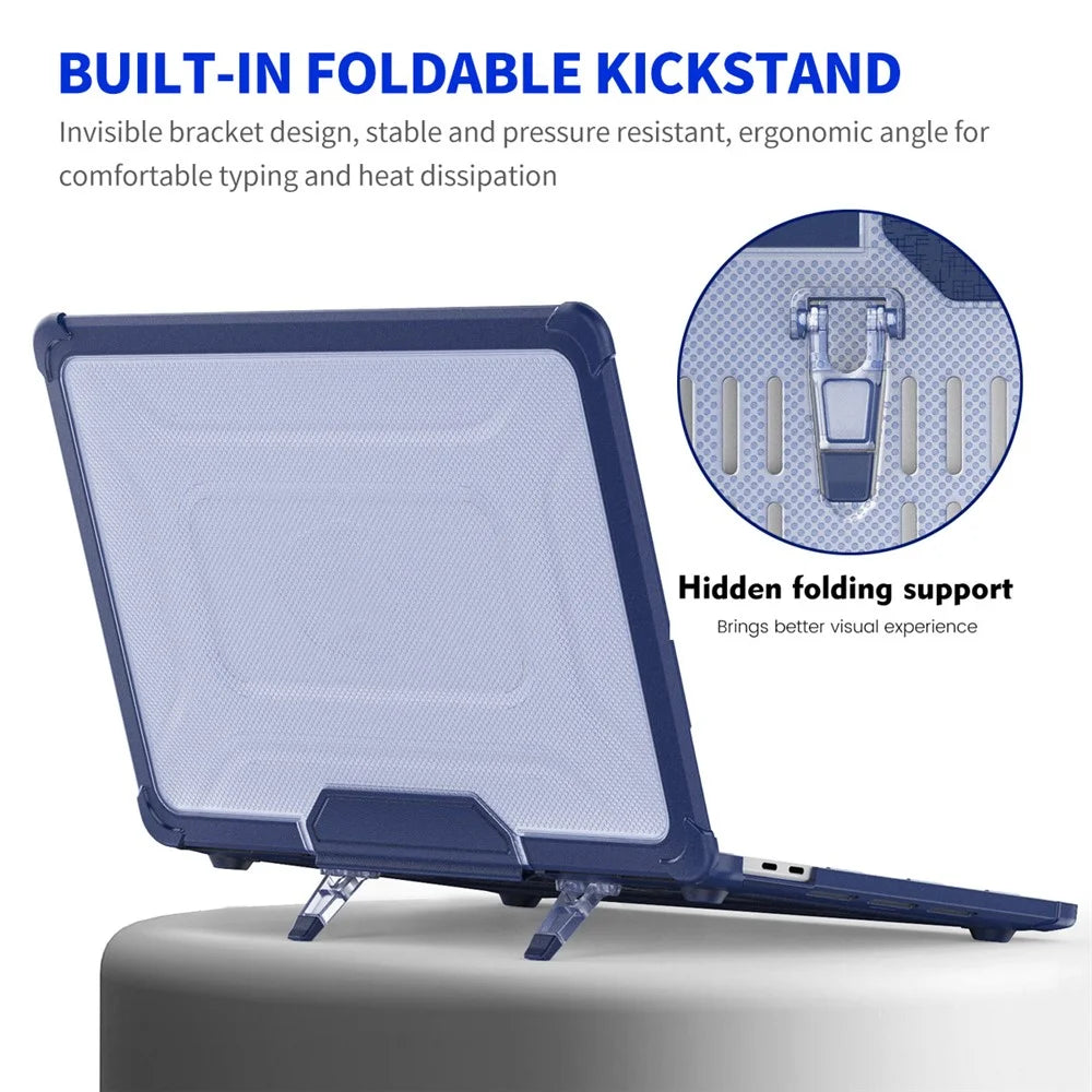 ENKAY HAT PRINCE For MacBook Pro 13 inch (2020) A2251 / A2289 / A2338 (EU Version) Kickstand Slim Case Laptop Shockproof Hard PC Cover - Dark Blue - 3