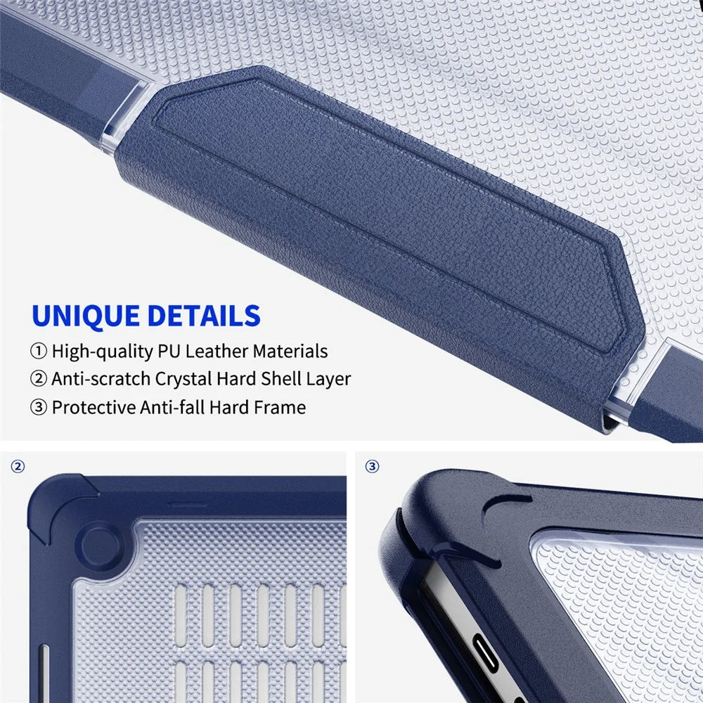 ENKAY HAT PRINCE For MacBook Pro 13 inch (2020) A2251 / A2289 / A2338 (EU Version) Kickstand Slim Case Laptop Shockproof Hard PC Cover - Dark Blue - 4
