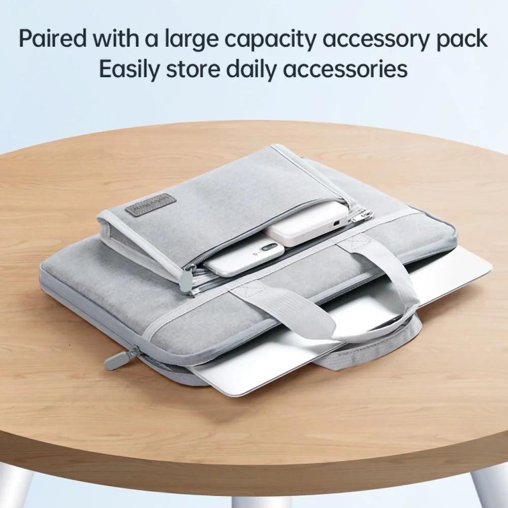 14-inch Laptop Bag Scratch Resistant Portable Oxford Cloth Notebook Handbag - Grey - 4