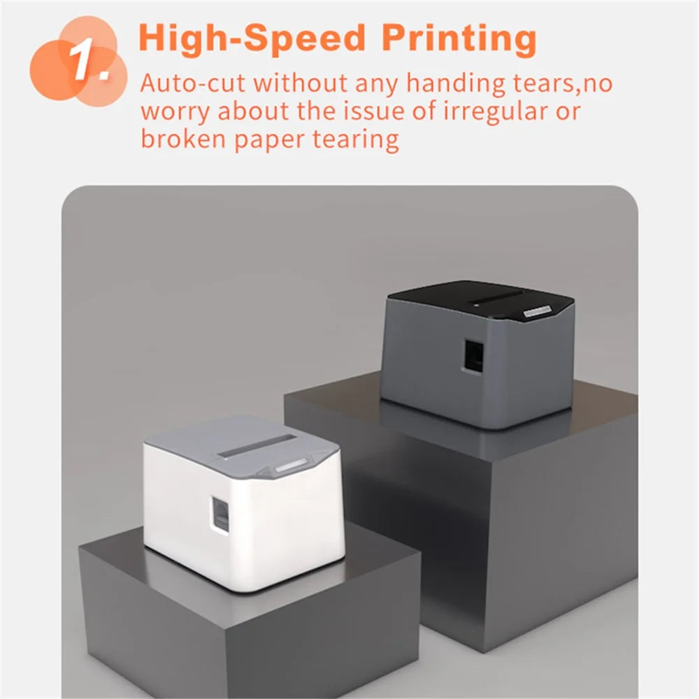 ZJ-8370 83mm Receipt Printer USB+LAN+Bluetooth-compatible High-Speed Mini Ticket Invoice Bill Printer - Black / US Plug - 4