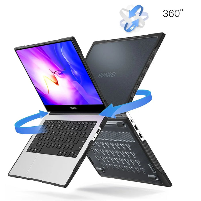 Sailor Series for Huawei MateBook D14 (2023) Laptop Case Dual Layer PC+TPU Protective Cover - Transparent Black - 4