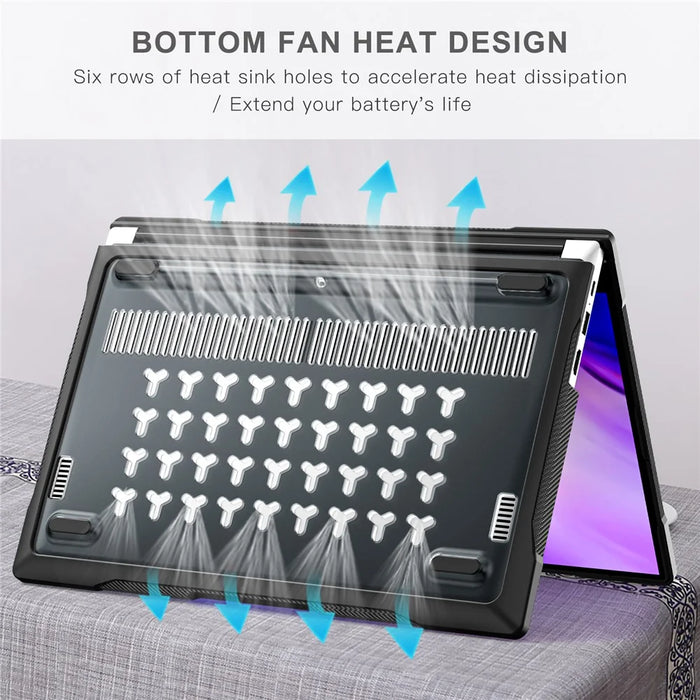Sailor Series for Huawei MateBook D14 (2023) Laptop Case Dual Layer PC+TPU Protective Cover - Transparent Black - 5