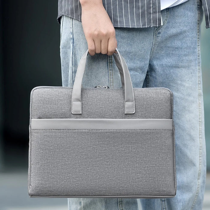 609 14-inch Laptop Handbag Waterproof Oxford Cloth Notebook Storage Bag Carrying Pouch - Grey - 7