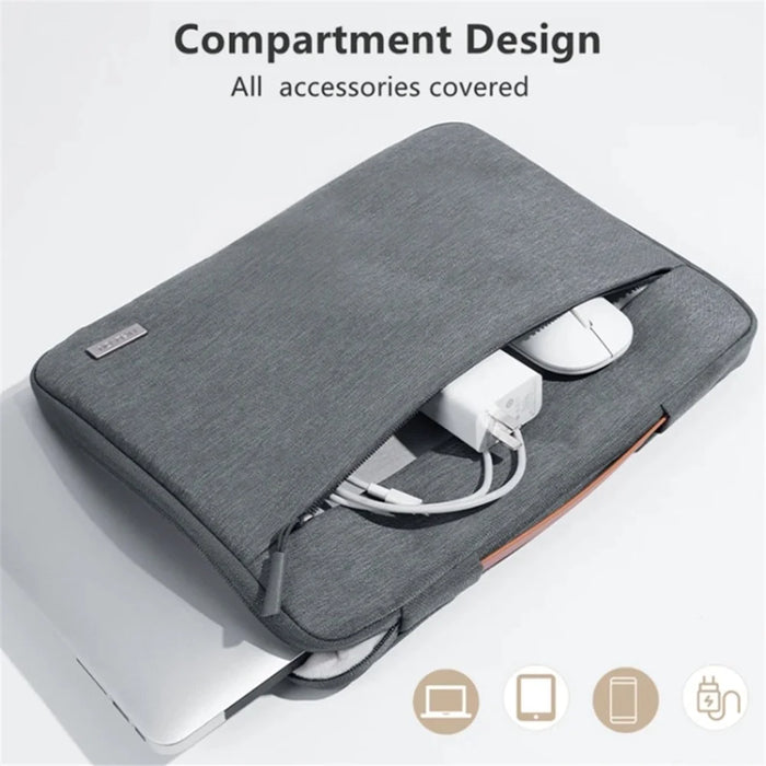 MELCOU 14.2-inch Laptop Sleeve Handbag Soft Liner Waterproof Polyester Notebook Carrying Bag - Dark Grey - 5
