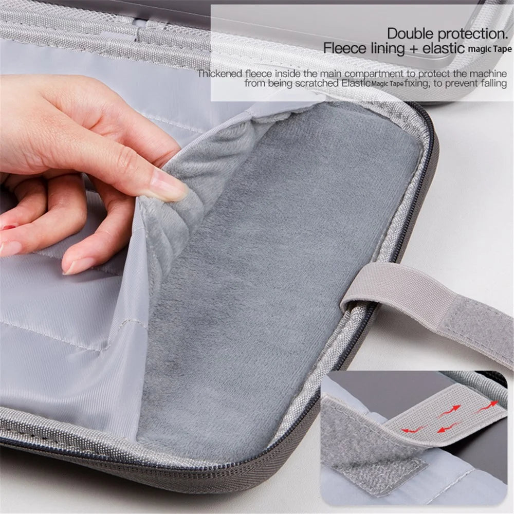 For 13-inch Laptop Sheepskin Leather Protective Pouch 180 Degree Opening Notebook Handbag - 6